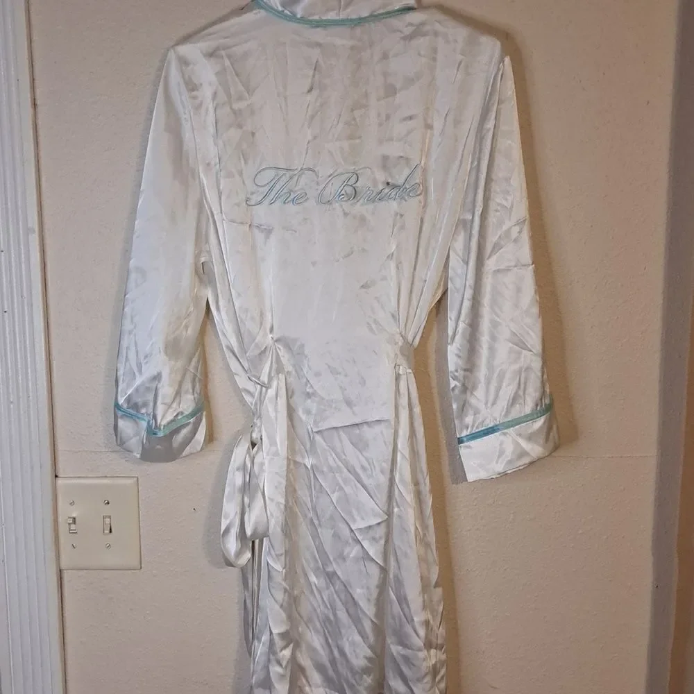 Linea Donatella white and blue Bride robe size L / XL